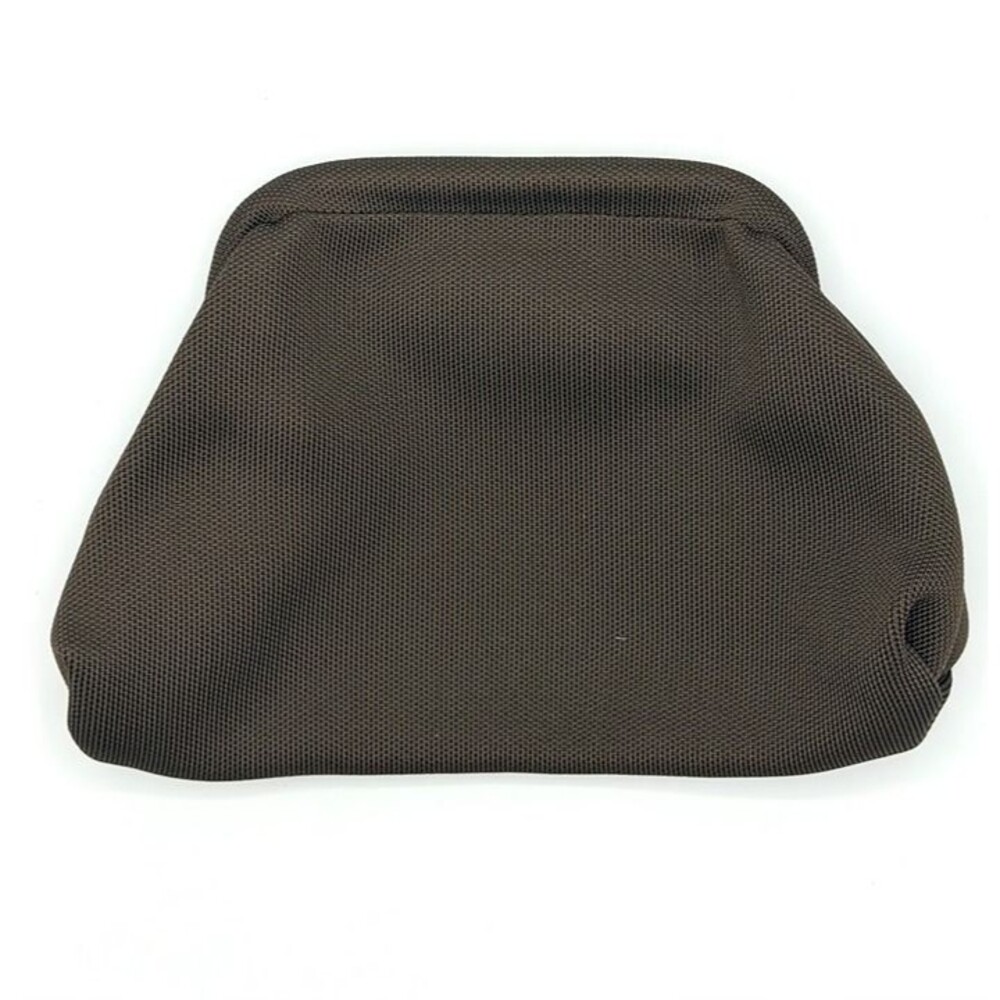 AKAR Brown Woven Knit Soft Frame Pouch Clutch Bag